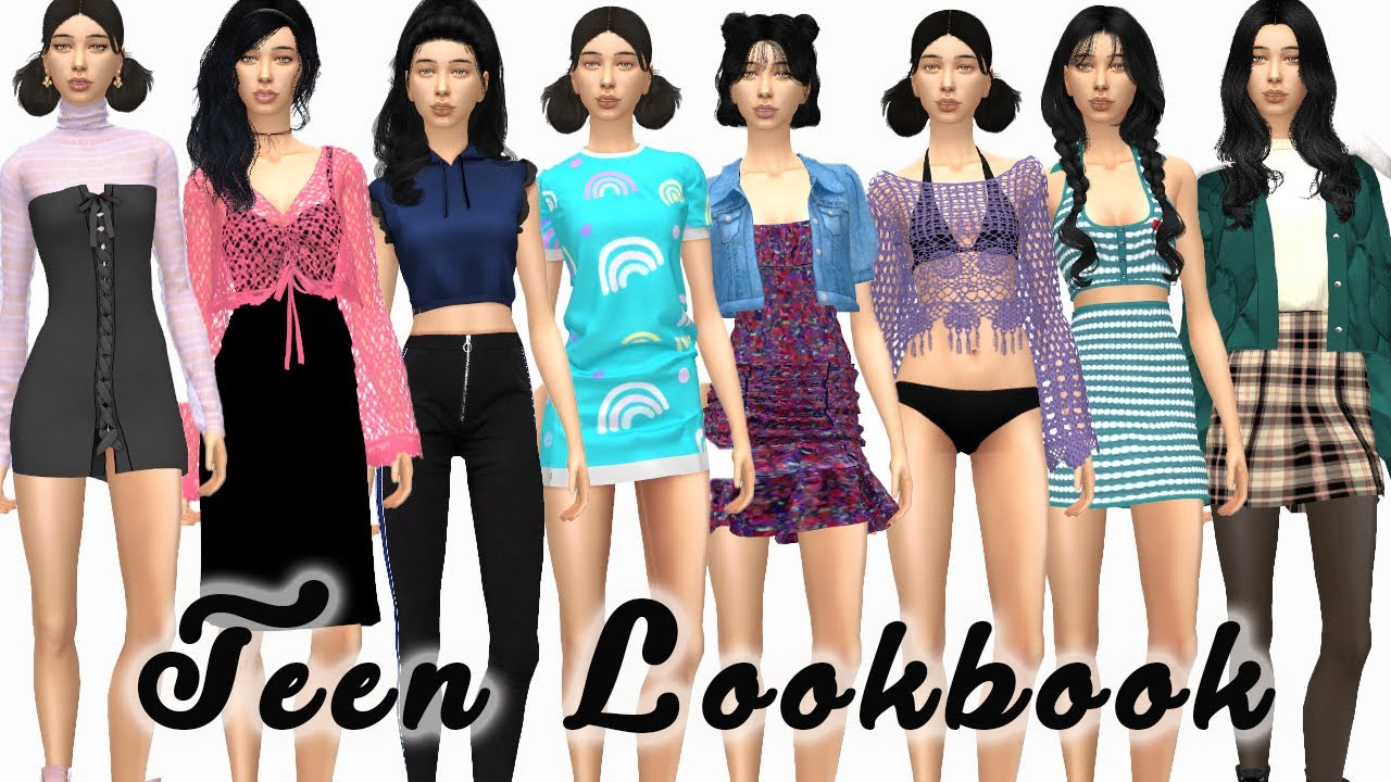 Teen Lookbook | SIMS 4 CAS | CC Folder and Sim Download - YouTube