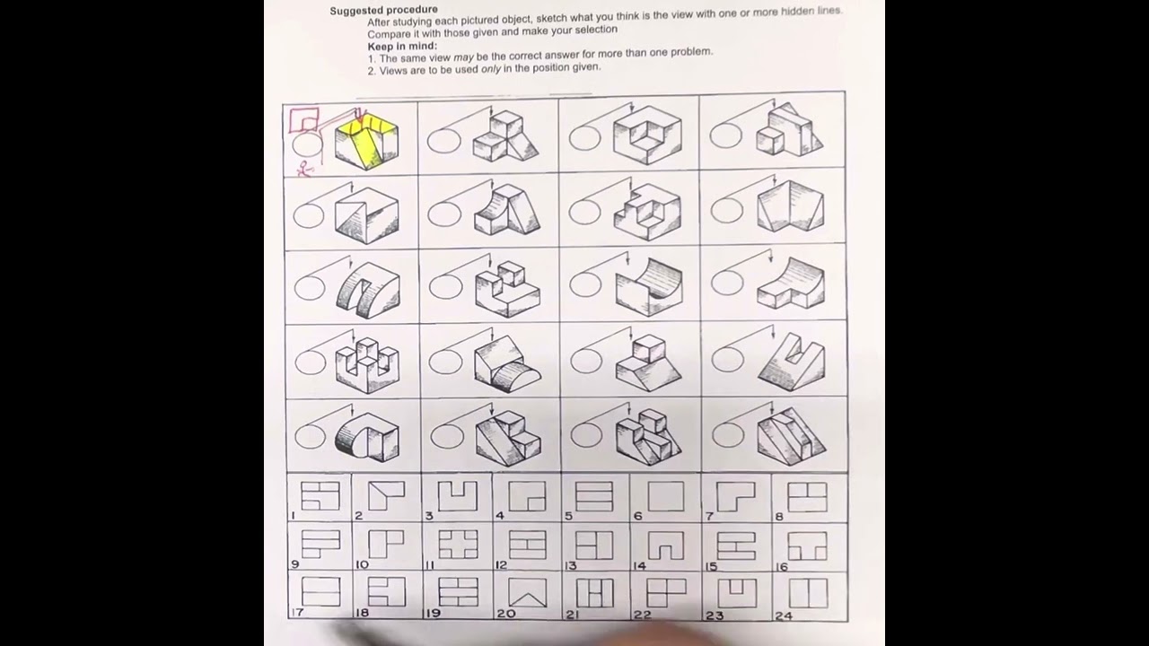 Top View Worksheet Orthographic Drawing Worksheet Answers