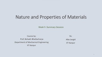 Week 9  Nature and Properties of Materials Online Doubt Solving Session
