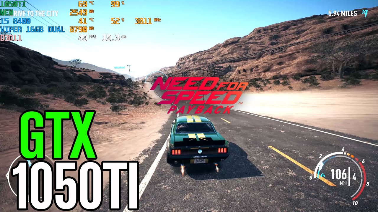 Need for Speed: Payback - GTX 1050 ti 4gb | 16GB | 1080p Low - Ultra Settings | FRAME-RATE TEST