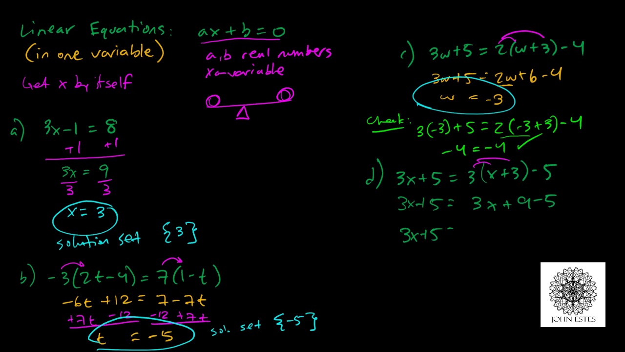 how to solve mathematical linear equation