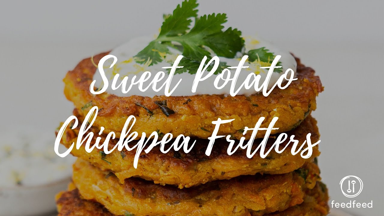 Sweet Potato Chickpea Fritters w/ Creamy Lemon Dip YouTube