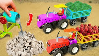 Diy tractor mini Bulldozer to making concrete road | Construction Vehicles, Road Roller #258