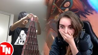 Japonês termina torre de cartas, Streamer quebra monitor AO VIVO