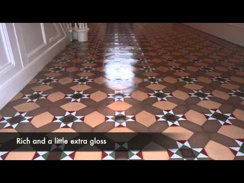 This wonderful Victorian geometric floor in Royston, Hertfordshire was covered with an ageing shellac varnish that was cracked and flaking. The old varnish was acting as a smoke screen, obscuring the wonderful colours contained within the floor, giving the floor a continually dirty appearance. Our first task was to remove the shellac varnish from the Victorian floor tiles with our Eco-friendly stripper containing natural plant extracts. Then came the thorough deep cleaning of the floor. The finish applied to the floor is a hard wearing breathable satin gloss exclusive to Carr Restoration, which as you see really brings out the natural clay colours. Now the floor not only looks superb but is also very easy to maintain.