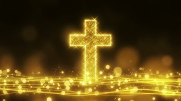 7-Minute Worship Background | Glowing Golden Cross with Flowing Lights | Christian Praise Video