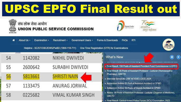 UPSC EPFO APFC 2023 Final Result out | UPSC EPFO APFC Result 2023 ...