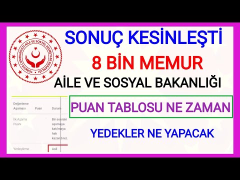 AİLE VE SOSYAL HİZMETLER BAKANLIĞI 8 BİN MEMUR ALIMI SONUÇLARI KESİNLEŞTİ✅EN DÜŞÜK PUANLAR NE ZAMAN?