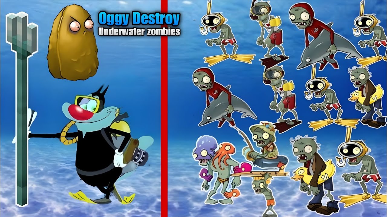 Oggy Destroy Underwater zombies Part-7 || Pvz Replanted || 