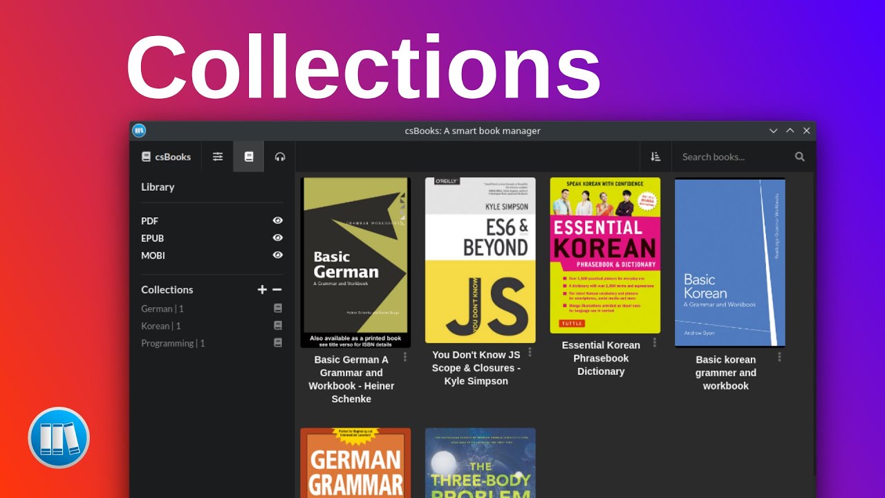 Collections in csBooks - A smart book manager