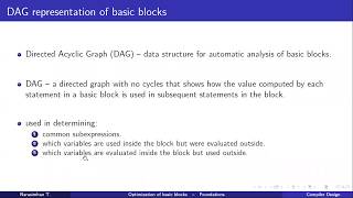 Optimization of basic blocks