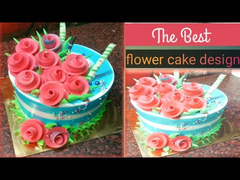 blue-cake-red-flavour-design-cake-l-haw-to-make-blue-cake-red-flower-cake-design-new-design-2023💥