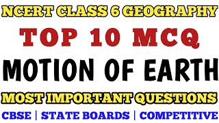 Best Mcq Class 6 Motion of the Earth Full Chapter || Class 6 Geography Chapter 3 #class6mcq #ncert