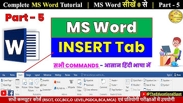 MS Word Part 5 | Insert Tab | MS Word Insert Tab Commands Tutorial | MS Word Tutorial For Beginners