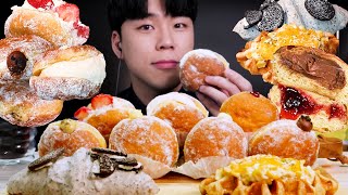 ASMR 🍩🙂노티드도넛 먹방 크로플 크로와상 디저트 리얼사운드クリームドーナツ Cream Donut MUKBANG DESSERT REAL SOUND