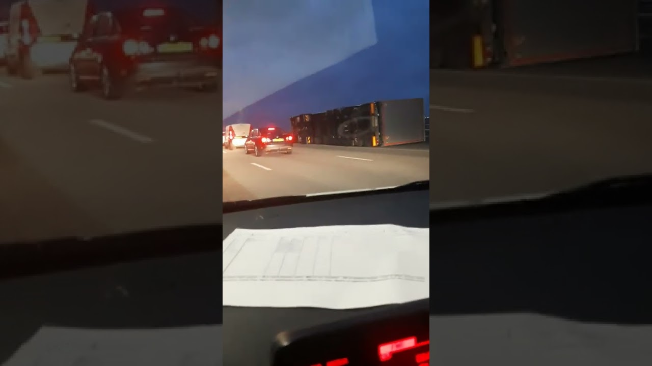 truck overturned due to storm Eunice in the Netherlands