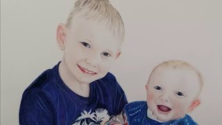 Suprise Christmas Coloured Pencil Portrait. Alfie & Baby Jayden.