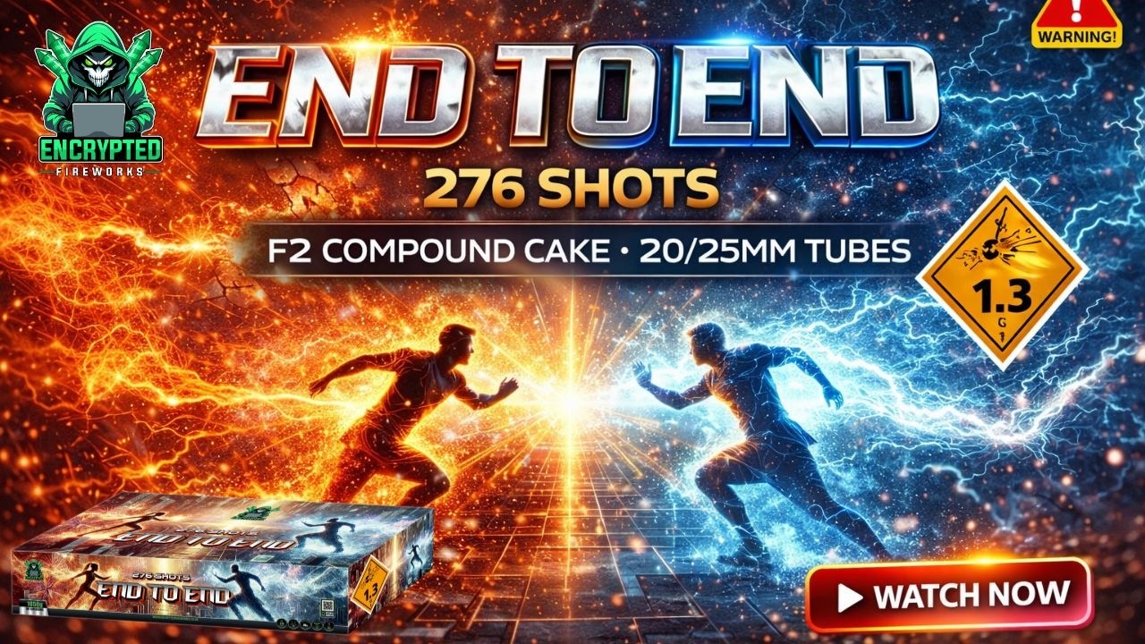 END TO END 🔥🎆 276 Shot 20/25MM F2 Compound Cake | Encrypted Fireworks