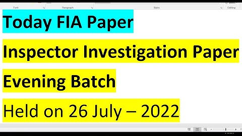 Today Inspector Investigation paper | Inspector Investigation FIA paper held on 26 July 2022