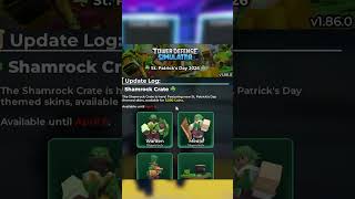 St Patricks Day Update Skins! #towerdefensesimulator #tds #roblox