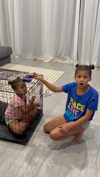 Dad catches daughter locking little sister in a cage #shorts