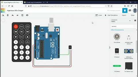 Simulasi Tingkercad :Rangkaian  Arduino Untuk Membuat Robot (motor DC) Bergerak Menggunakan Remot
