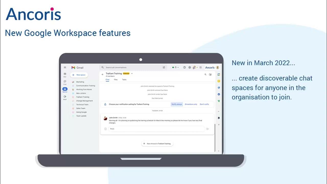 Create discoverable Google Chat spaces for anyone in the organisation