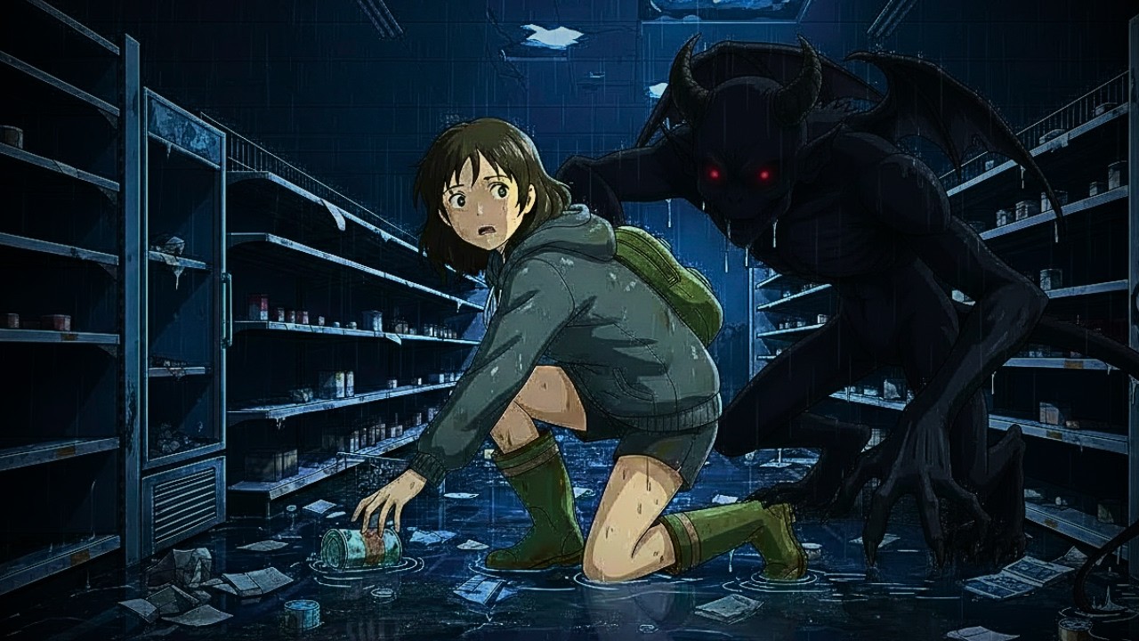 Flooded World Survival 🌊 – Something Is Hunting Her 😈 | Ep.1 | Ghibli-Inspired