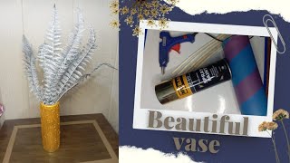 Flower vase making idea/vase a facelift with spray paint/cardboard vase