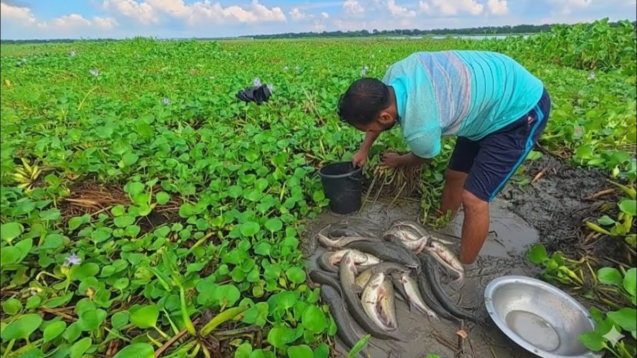The girl caught a big fish from the river. #hindisong #englishvinglish