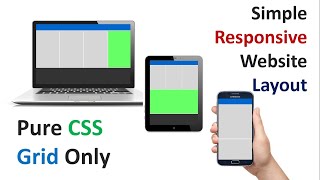 Simple Responsive Website Layout Using CSS Grid Method Only ( No Media Query )