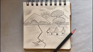 How to draw a little village sketch using only pencil ✏️ #forbegginers #foryou #viral #art #artwork