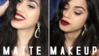 Prom Makeup: Classic Matte Makeup with Maroon Lip!