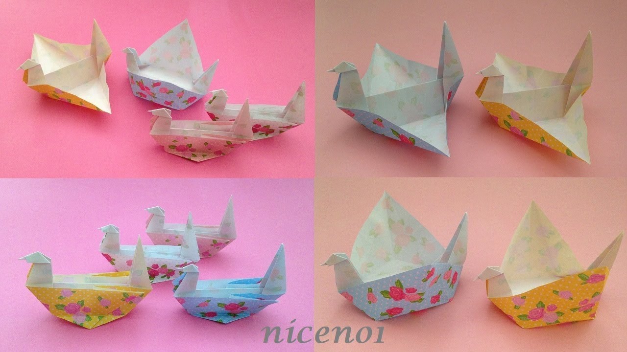 折り紙 白鳥の入れ物 簡単な折り方（niceno1）Origami swan（bird