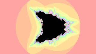 mandelbrot set morphs to perpendicular mandelbrot set (and back)
