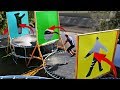 Parkour through Impossible Shapes in our Backyard Trampoline Park!!