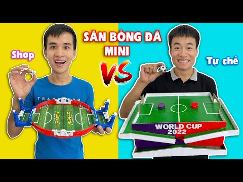 Đồ chơi bóng đá mini mua ở shopee Vs Sân bóng tự chế bằng bìa carton (Football Game)