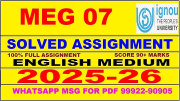MEG 07 solved assignment 2025-26 in English || meg 07 solved assignment 2026 || meg7 2025-26