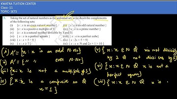3.  Taking the set of natural numbers as the universal set, write down the complements of the