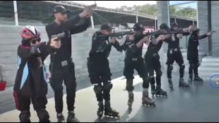 Roller Blade Police - More Ways To Shoot Guns From An Unstable Position - Gov Training At It's Best screenshot 4