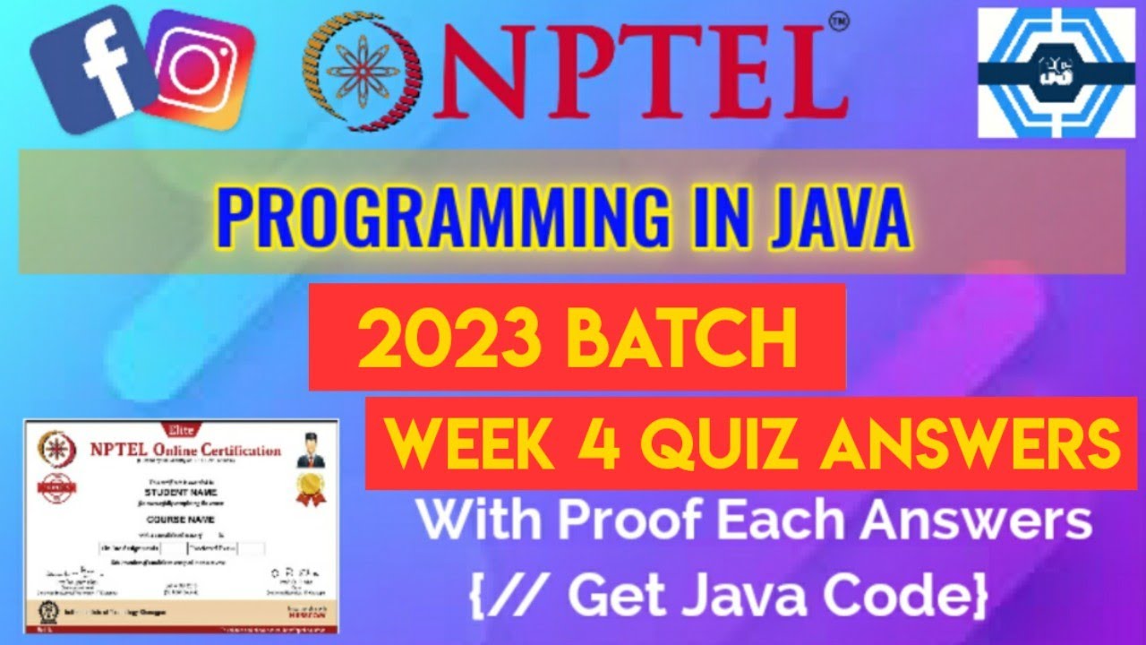 nptel java week 4 assignment answers 2023
