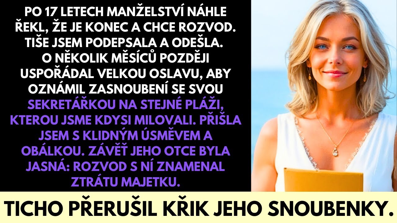 "Končím, Evo." Šest slov, která vymazala osmnáct let manželství. Stála jsem v kuchyni s vychladlým chardonnay a dívala se, jak klidně skládá utěrku. „Myslím, že to už nějakou dobu nefunguje."...