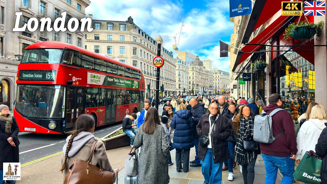 London's City Centre Walking Tour | Bustling Shopping Streets Walk Tour on Saturday [4K]