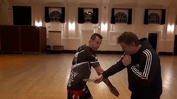 Defence against knife attack. Straight thrust into reverse stab - Essex Fighting Arts