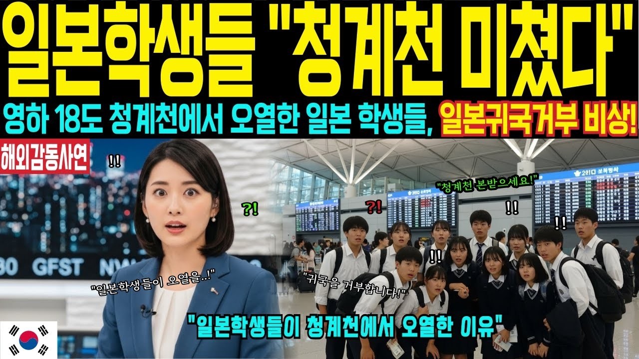 한국 수학여행 온 나고야 명문고 3000명 학생들, 영하 18도 청계천에서 오열한 이유에 발칵! 인천공항 입국장 난리난 상황 해외감동사연