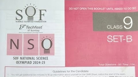 NSO SET-B SOLUTION CLASS 9 | NSO ANSWER KEY CLASS 9 | SCIENCE OLYMPIAD SOLUTION CLASS 9#sof #nso