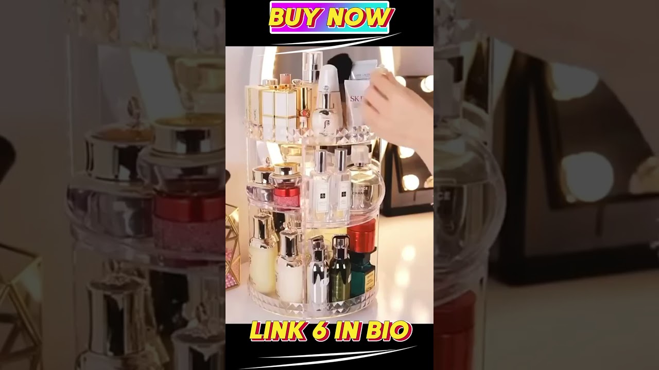 360-Degree Rotating Makeup Organizer | Height Adjustable Cosmetics Storage Rack