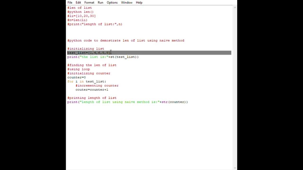 # Python program To find Length of list using #2 method - YouTube