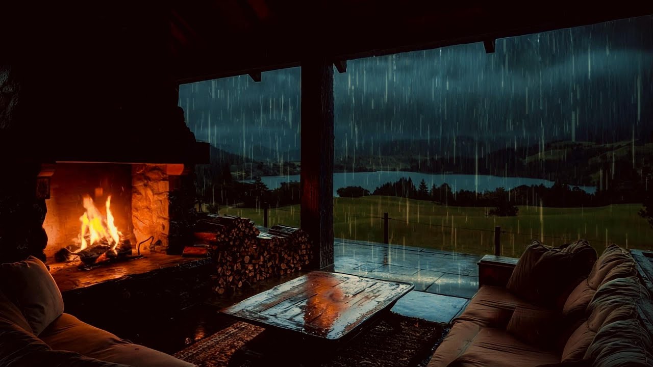 Whispering Fire, Soft Rain & Faraway Thunder | Atmospheric White Noise
