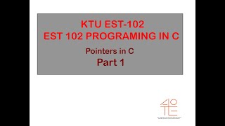 Famous C pointers Part 1 ~~KTU~~ EST 102 Profile